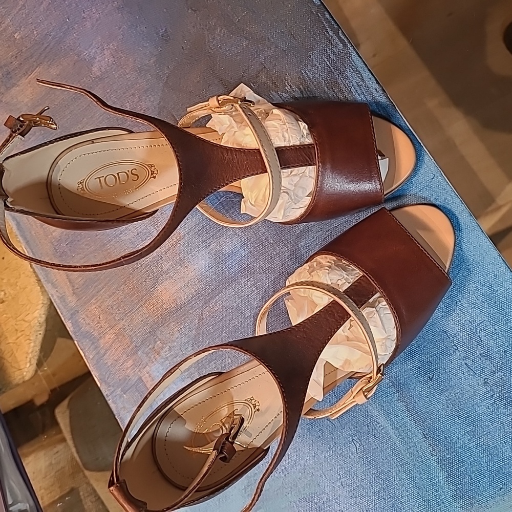 Tod's Zeppa Wedge Sandals Sz 36 New With Box No Sticker